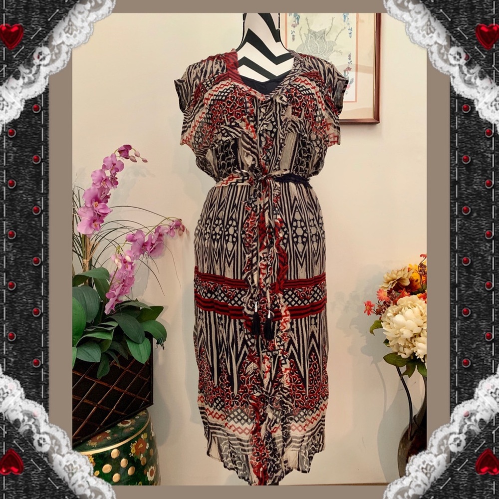 Lucky Brand Multiple Print Tied Waist Dress